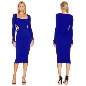 NBD Salina Midi Knit Dress in Cobalt Blue Size L